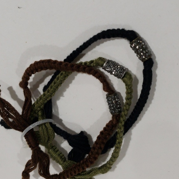 Boho Woven Set of 3– Adjustable Braided Bracelets w/ Metallic Beads - Women's - Picture 5 of 8